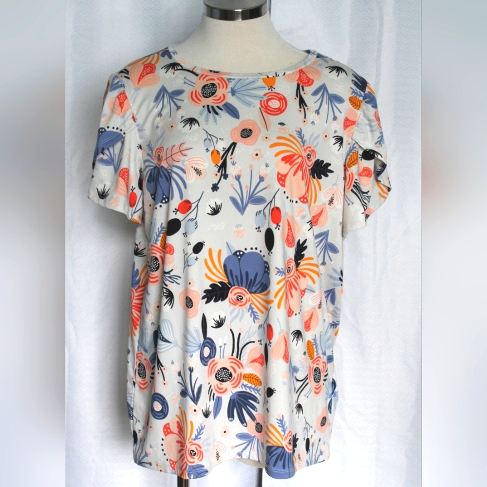 Womens Blue Floral Shirt (L)